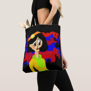 Sac fourre-tout noir Retro Girl