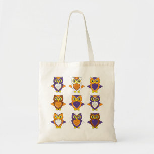 Sac fourre-tout orange et pourpre à hibou