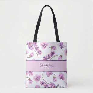 Sac fourre-tout orchidée monogrammé