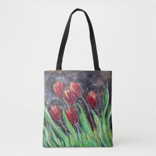Sac fourre-tout original à fleur d'art de tulipes