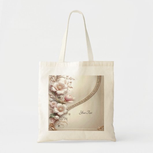 Sac fourre-tout orné de fleurs et de perles (Devant)