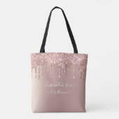 Sac fourre-tout pailleté rose gold avec texte pers (Dos)