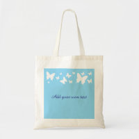 Sac fourre-tout papillon blanc et bleu pour cadeau