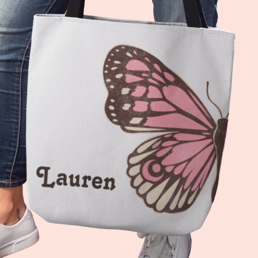Sac fourre-tout papillon rose unique, sac Crossbod