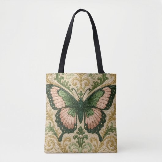 Sac fourre-tout Papillon Rose & Vert (Devant)