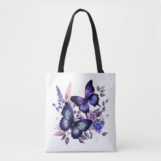 Sac fourre-tout papillon violet élégant et spacieu (Devant)