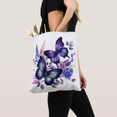 Sac fourre-tout papillon violet élégant et spacieu (De près)