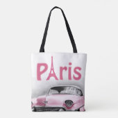Sac fourre-tout Paris France Voiture rose (Dos)