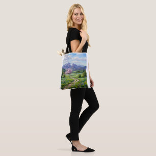 Sac fourre-tout peinture à l'huile paysage de mont