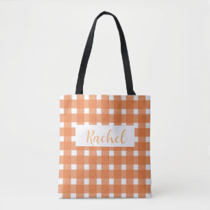 Sac fourre-tout personnalisé à carreaux orange et 