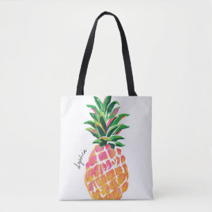 Sac fourre-tout personnalisé à l'ananas aquarelle
