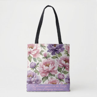 Sac fourre-tout personnalisé à motif de pivoine fl