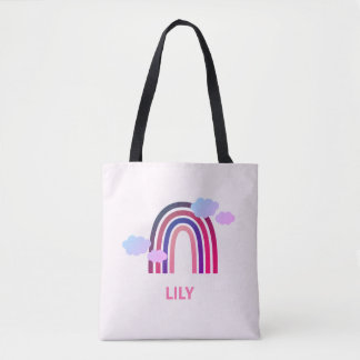 Sac fourre-tout personnalisé arc-en-ciel et nuages