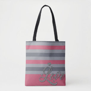 Sac fourre-tout personnalisé avec bandes roses