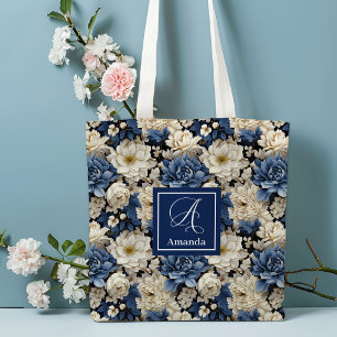 Sac fourre-tout personnalisé avec fleurs blanches