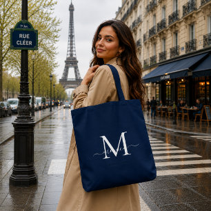 Sac fourre-tout personnalisé avec monogramme noir 