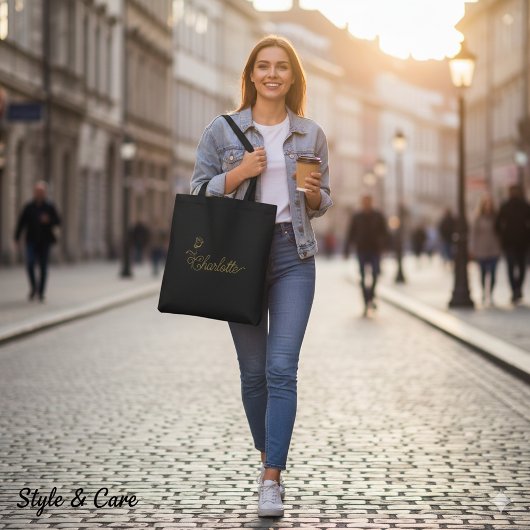 Sac fourre-tout personnalisé avec nom et fleurs po