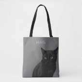Sac fourre-tout personnalisé Black Cat Art Grey (Devant)