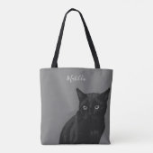 Sac fourre-tout personnalisé Black Cat Art Grey (Dos)