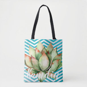 Sac fourre-tout personnalisé Boho Cactus Succulent