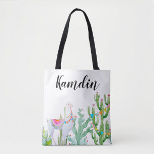 Sac fourre-tout Personnalisé Boho Llama Cactus Boh