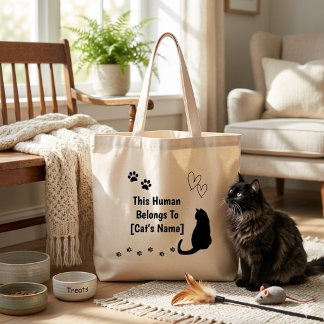 Sac fourre-tout personnalisé chat noir