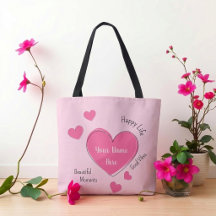 Sac fourre-tout personnalisé cœurs roses