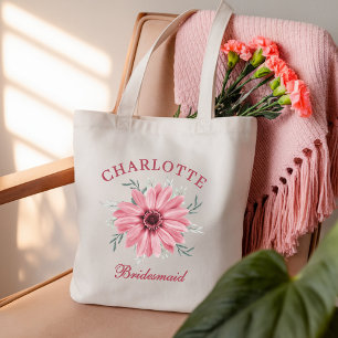 Sac fourre-tout personnalisé fleuri rose pour ente