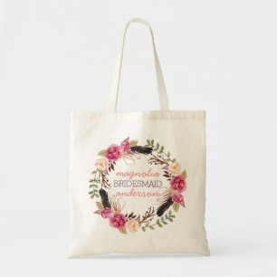 Sac fourre-tout personnalisé floral à demoiselle
