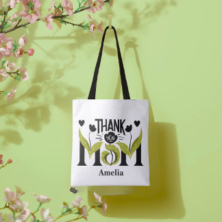 Sac fourre-tout personnalisé floral Merci Maman