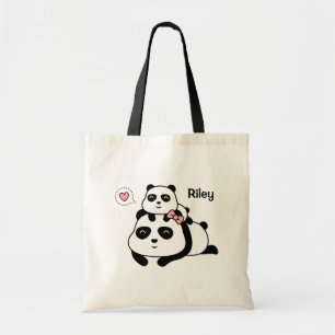 Sac fourre-tout personnalisé Maman Panda et bébé