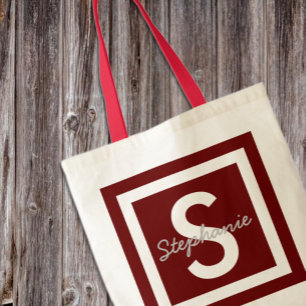 Sac fourre-tout personnalisé monogramme rouge