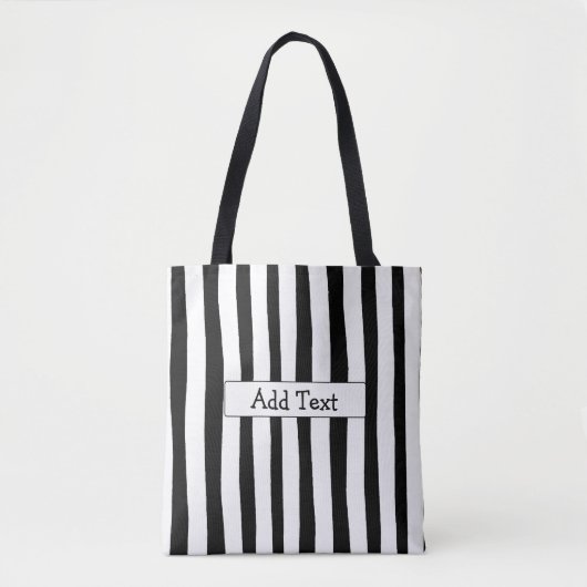 Sac fourre-tout personnalisé rayé noir et blanc (Devant)