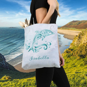 Sac fourre-tout personnalisé turquoise Dolphin