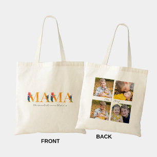 Sac fourre-tout photo floral personnalisé Mama