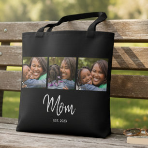 Sac fourre-tout photo noir écriture Maman établie