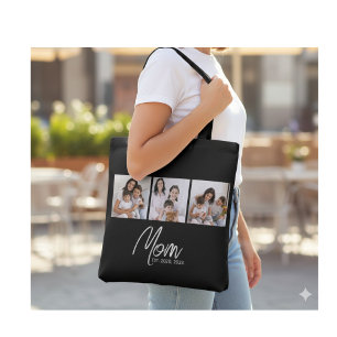 Sac fourre-tout photo noir écriture maman établie