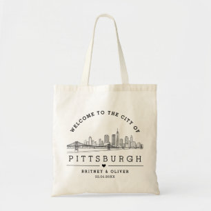 Sac fourre-tout Pittsburgh Skyline - Mariage perso