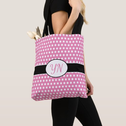 Sac fourre-tout Pointe Polka initialisé (De près)