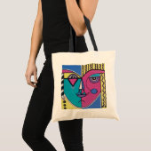 Sac fourre-tout portrait abstrait multicolore (Devant (produit))