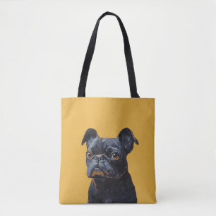 Sac fourre-tout portrait de chien Carlin noir – Ca
