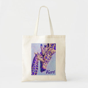 Sac fourre-tout pourpre à deux girafes