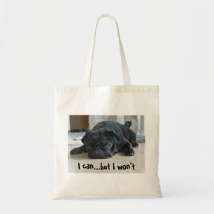 Sac fourre-tout Pug noir paresseux drôle de chiot