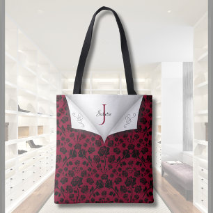 Sac fourre-tout raffiné Bourgogne et Rose noire