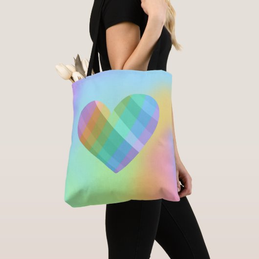 Sac fourre-tout Rainbow Heart unique (De près)