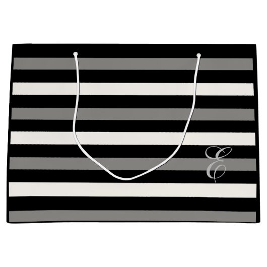 Sac fourre-tout rayé blanc et noir (Devant)