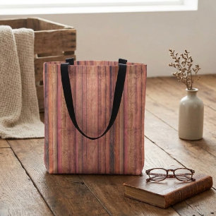 Sac fourre-tout rayé en bois rustique