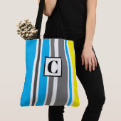 Sac fourre-tout rayé monogrammé (De près)