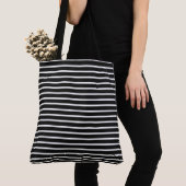 Sac fourre-tout rayé noir et blanc (De près)