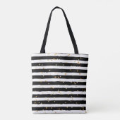 Sac fourre-tout rayé noir et blanc avec points d'o (Dos)